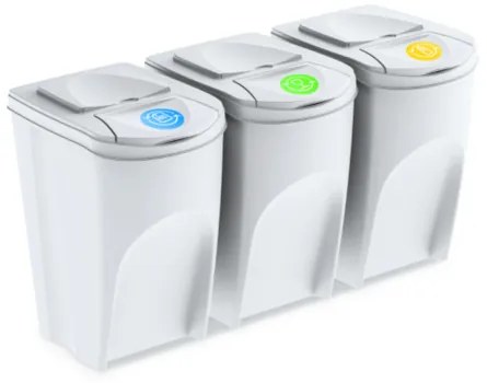 Kôš na triedený odpad Sortibox 35 l, 3 ks, biela