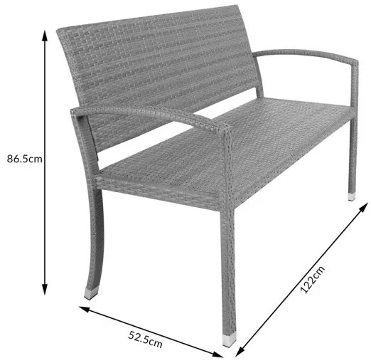 Záhradná lavička Polyratan 122x55x90cm sivá