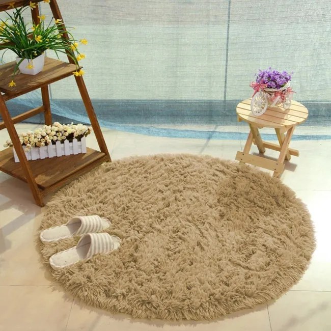 Protišmykový koberec SHAGGY karamelový kruh