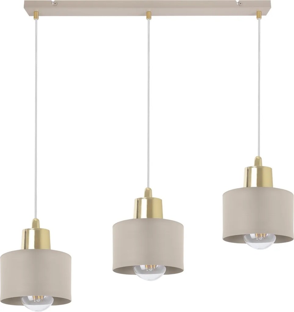 Závesné svietidlo Panta, 3x béžové kovové tienidlo, g