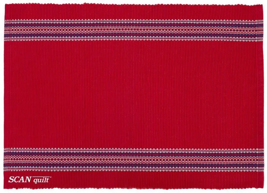 SCANquilt Prestieranie RIB bordúra dobby červená modrá biela 33x45 cm