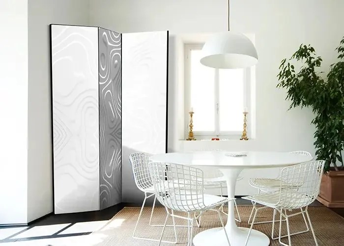 Paraván - Room divider - White waves I Veľkosť: 135x172, Verzia: Jednostranný