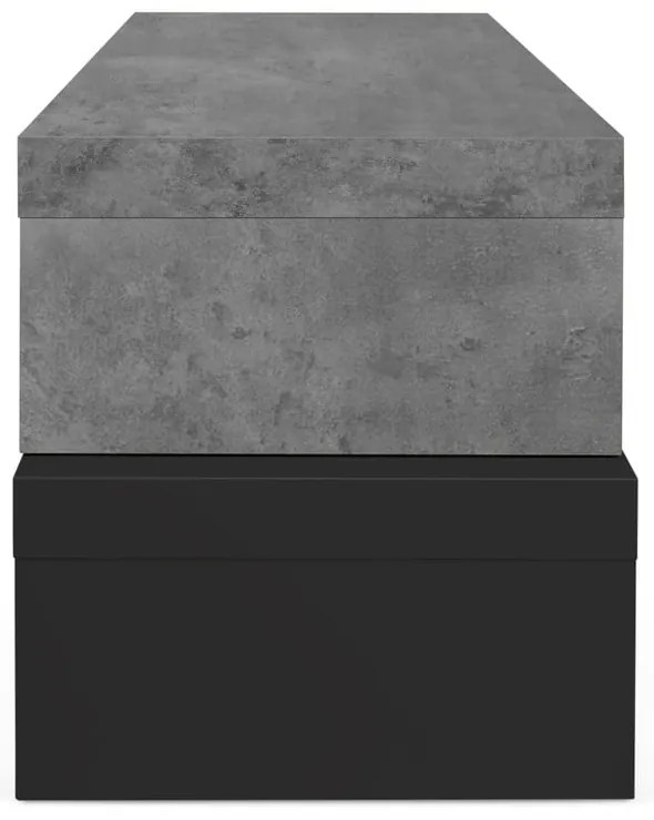 Dvojitý televízny stolík čierny s betónovým dekorom TemaHome Cliff, 125 × 40 cm