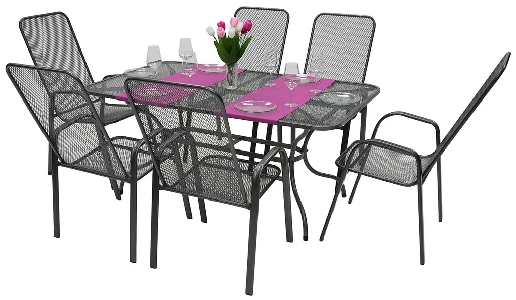 Deokork Záhradná kovová zostava SANDRA 1+6 stůl 160x95 cm (CT311)