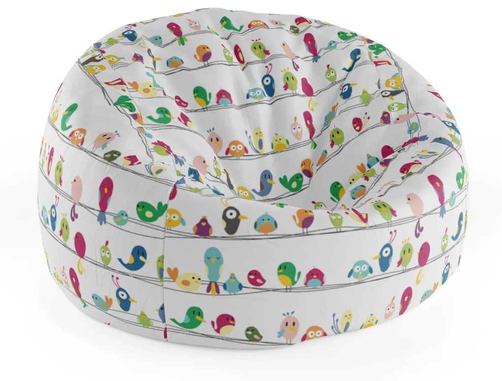 Sablio Sedací vak Cocoon Vtáčiky - 75 x 45 x 35 cm
