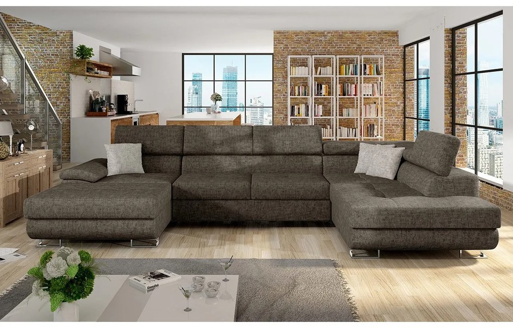 Rohová sedacia súprava Alvin Bis, Dostupné poťahy: ekokoža Soft 017 + Uttario Velvet 2971 + Kronos 02, Strana: Ľavá - U