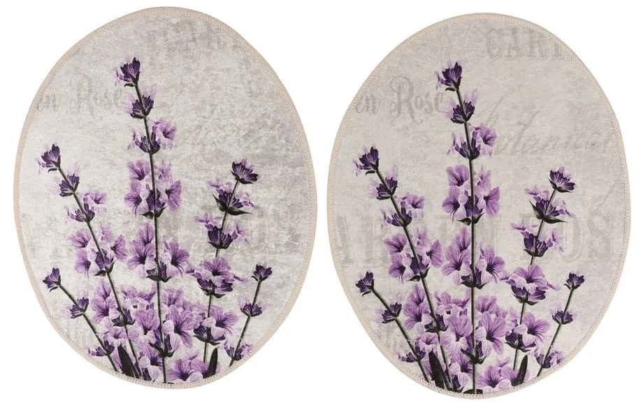 Fialovo-béžové kúpeľňové predložky v súprave 3 ks 60x100 cm Lavender – Foutastic
