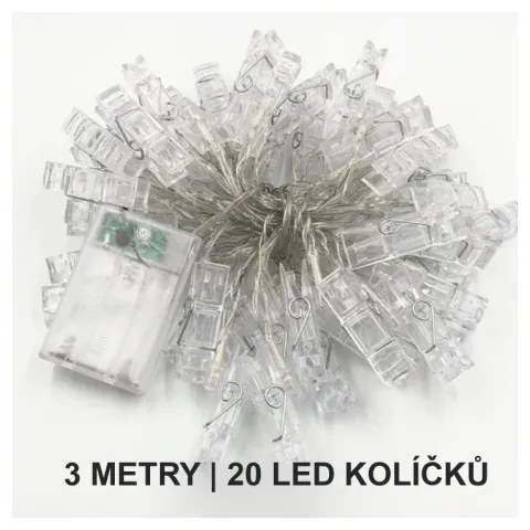 LED Svítící Kolíčky 3 metry | 20 LED