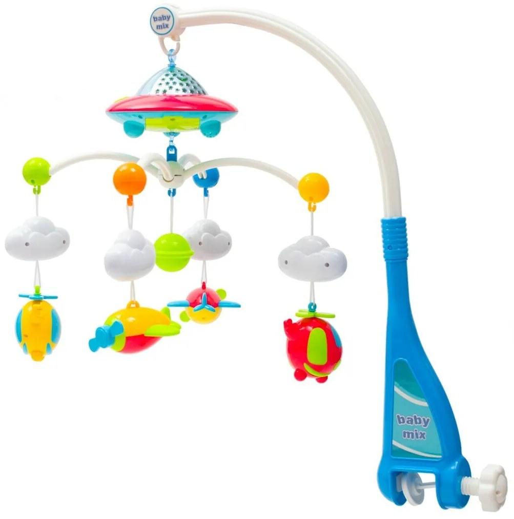 Kolotoč Baby Mix nad postieľku s projektorom adiaľkovým ovládaním, modrý