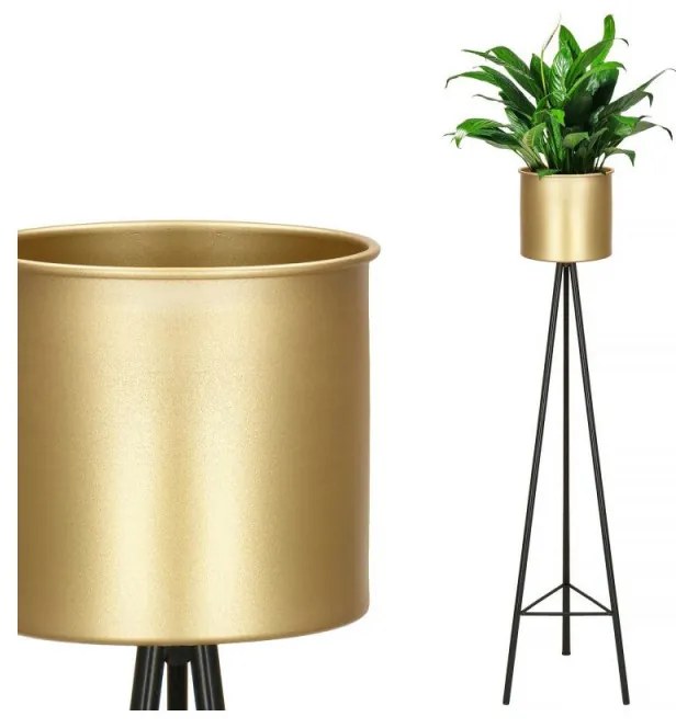 SPRINGOS Kvetináč so stojanom 95 cm, zlatý SPRINGOS VIKKY
