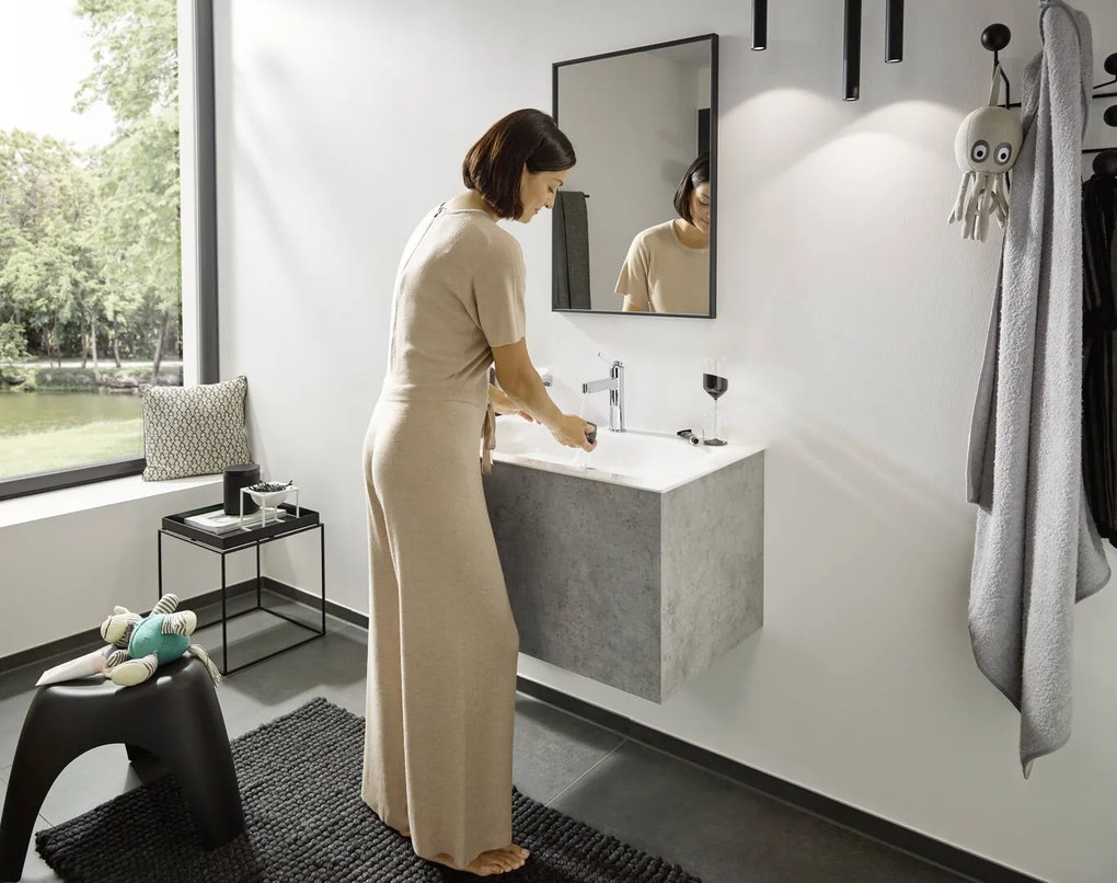 Hansgrohe Finoris, umývadlová batéria 100, s výpustom Push-Open, EcoSmart, chrómová, HAN-76010000