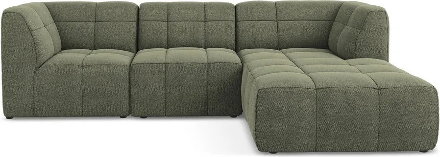 Zelená rohová pohovka z textílie buklé (pravý roh/s leňoškou) Aloha – Makamii