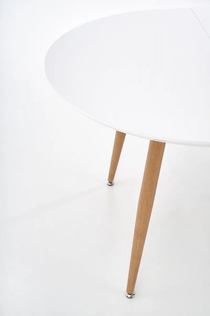 Oválny rozkladací jedálenský stôl Edward 120/200 cm biely/medový dub