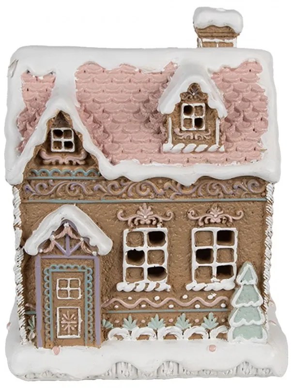 Hnedá svietiaca perníková chalúpka Gingerbread House - 13 * 10 * 16 cm / 3 * AAA