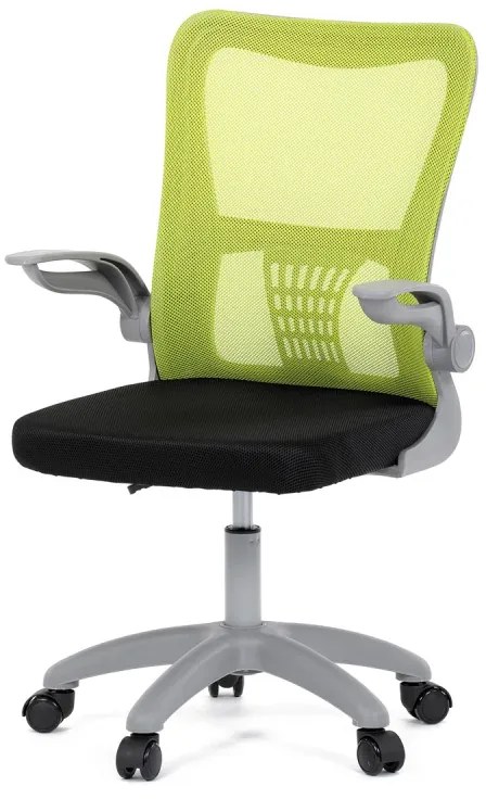 Kancelářská židle, zelená síťovina, šedý plast, kolečka na tvrdé podlahy