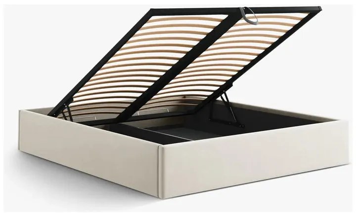 Béžová čalúnená dvojlôžková posteľ s úložným priestorom/bez čela s roštom 160x200 cm Susan – Micadoni