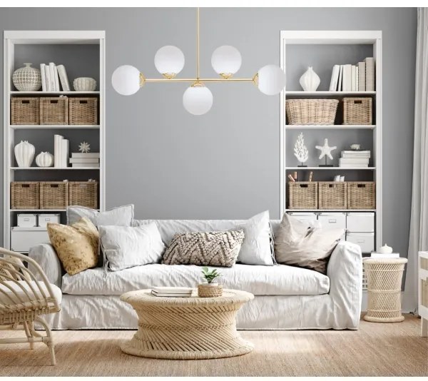 Luster na tyči FIRA 5xE27/60W/230V zlatá