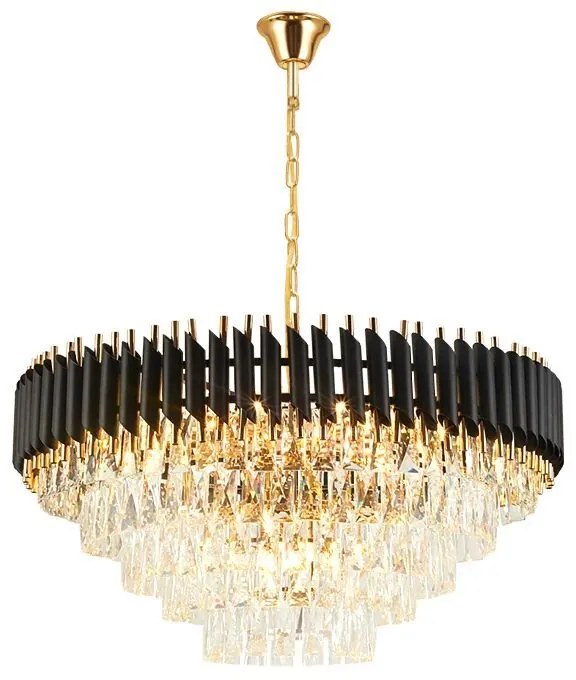 Toolight Toolight, stropná závesná krištáľová lampa 9xE14 APP1058-CP, čierna-zlatá, OSW-04400