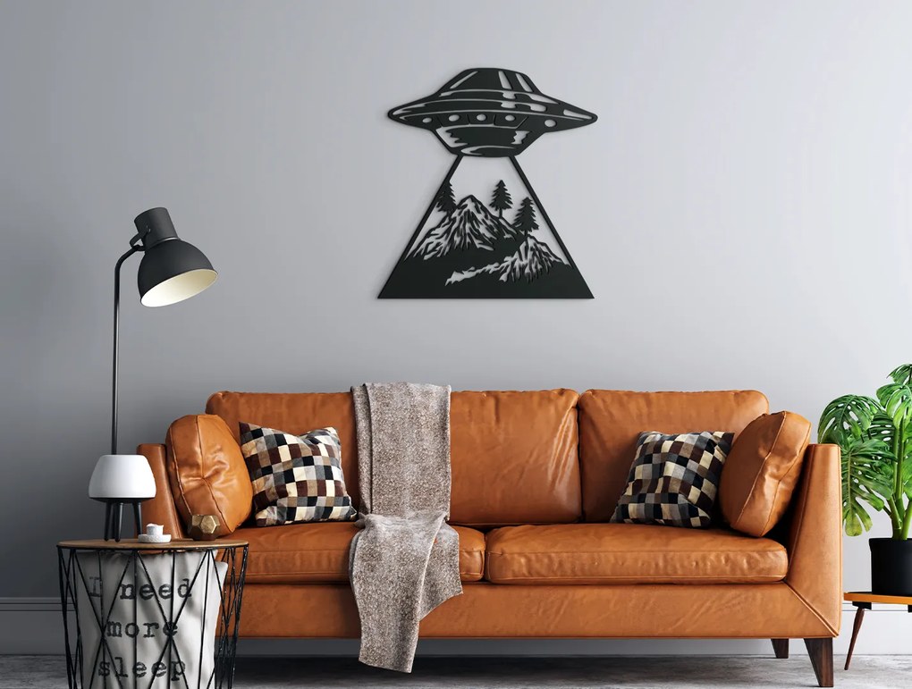 drevko Drevená nálepka UFO Rozmer obrazu: 34 x 32,5 cm, Farba dekorácie: Čierna