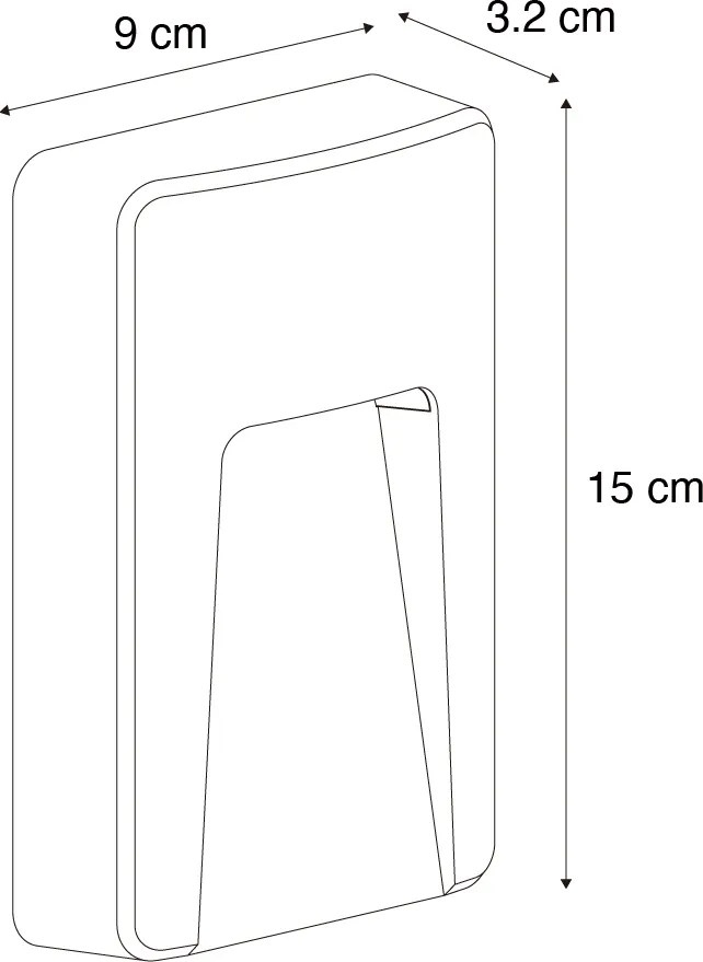 Sada 6 čiernych obdĺžnikových vonkajších nástenných svietidiel vrátane LED IP65 - Gem
