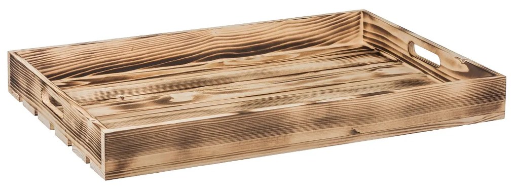 ČistéDřevo Opálená drevená debnička 56x36x6 cm