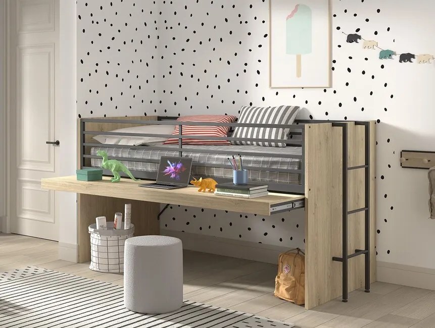 Detská vyvýšená postel s výsuvným písacím stolom Forli 90x200cm