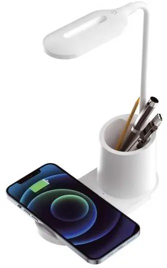 Stolná lampa Platinet 3 W, bezdrôtové nabíjanie, biela
