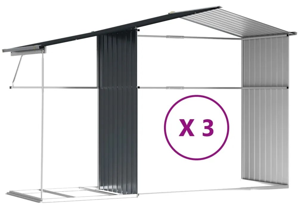 Záhradná kôlňa antracitová 277x365,5x179 cm pozinkovaná oceľ