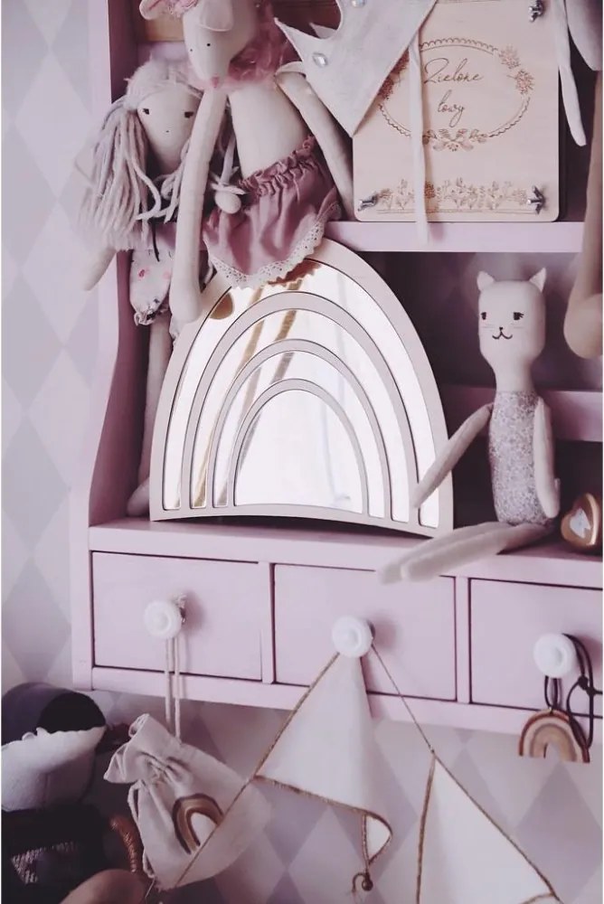 Zrkadlo dúha do detskej izby – akrylové zrkadlo z dreva 29x25 cm