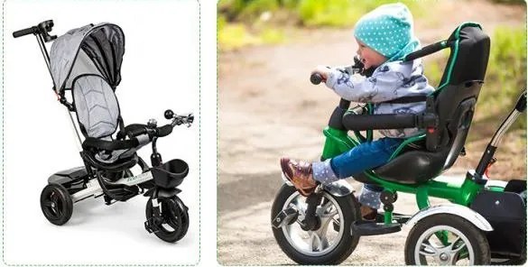 ECOTOYS Detská trojkolka s rotačným sedadlom Kids Grey