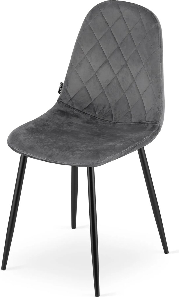 AKCE Tmavo sivá zamatová stolička ASTI s čiernymi nohami II. akosť