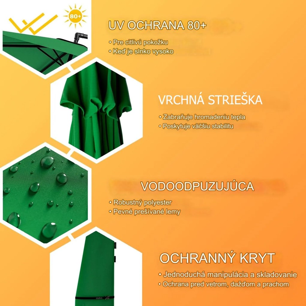 InternetovaZahrada Záhradný slnečník Ø330 cm - zelený