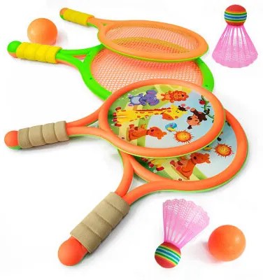 LEAN TOYS Bedmintonové rakety Dinosaury - oranžovo zelené