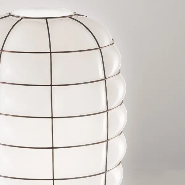 SIRU - Luster na lanku LANTERNA 1xE27/60W/230V pr. 32 cm čierna/biela benátske sklo