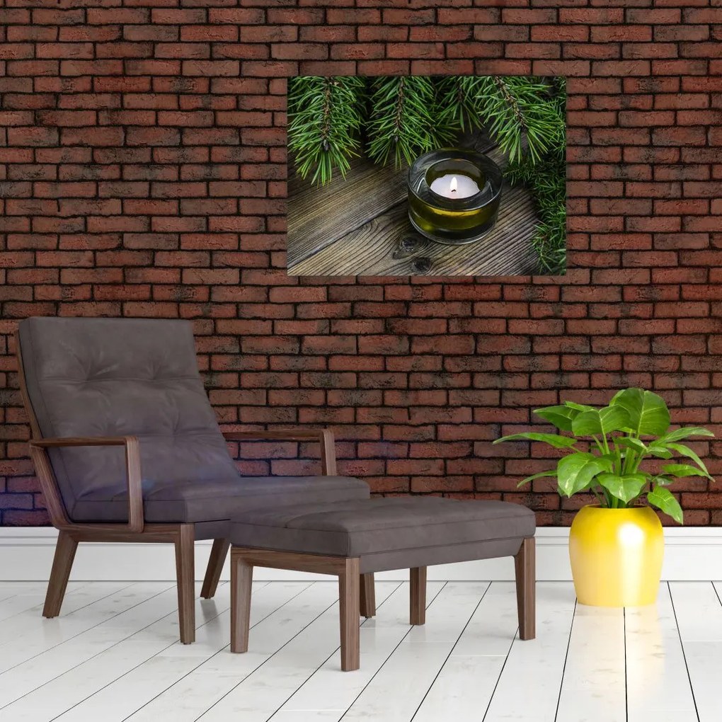 Sklenený obraz - vianočná sviečka (70x50 cm)
