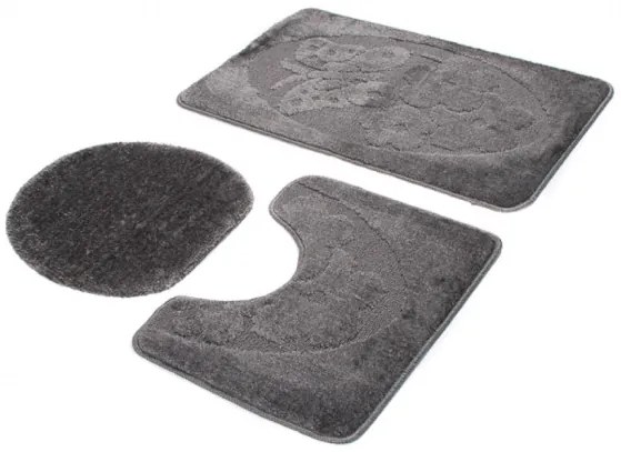 Sada kúpeľňových koberčekov MONO 1125 tmavosivý 6203 3PC Motýľ