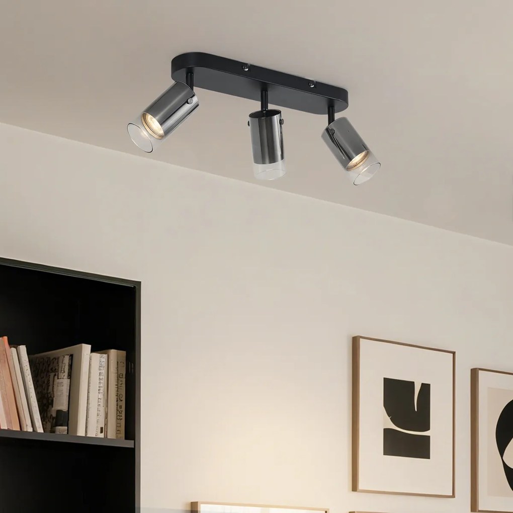 Moderné stropné bodové svietidlo Gunmetal 3-svetlá otočné a nastaviteľné - Drain