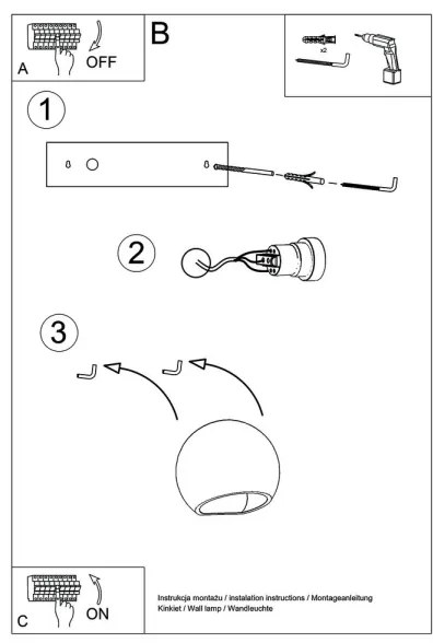 Sollux SL.1026 - Nástenné svietidlo GLOBE 1xE27/60W/230V lesklá biela