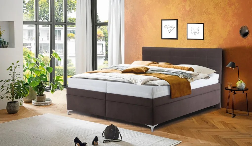 Posteľ Izolda 180x200 cm, hnedá látka