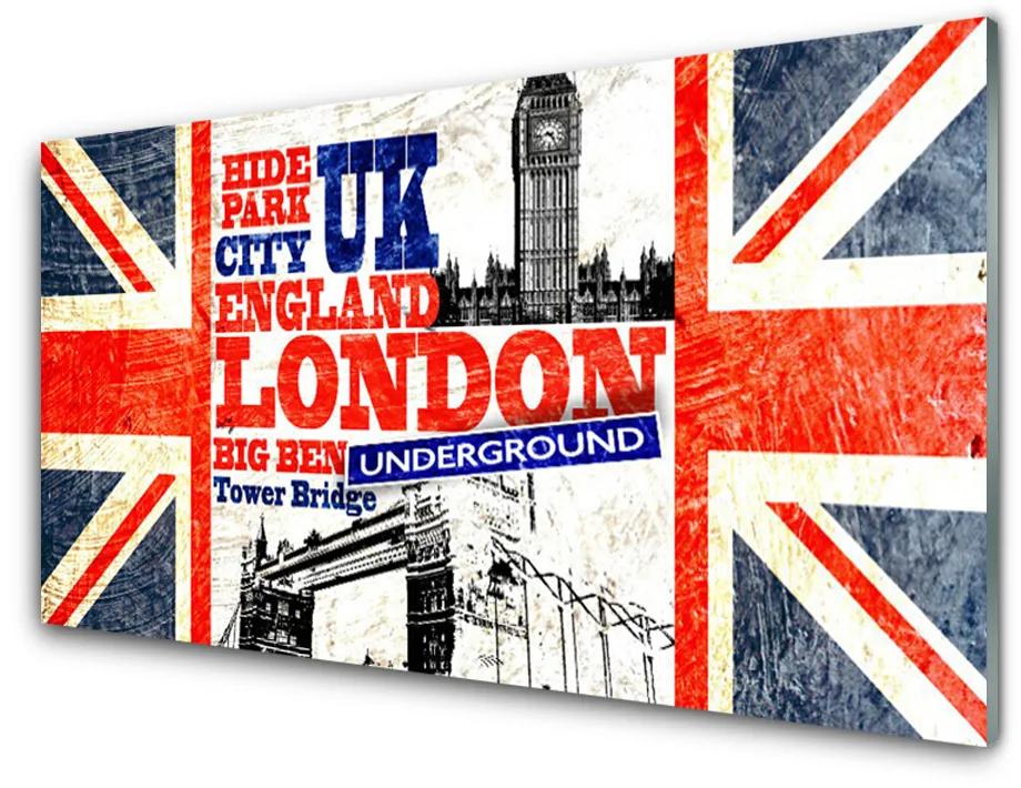 Skleneny obraz Londýn vlajka umenie 140x70 cm