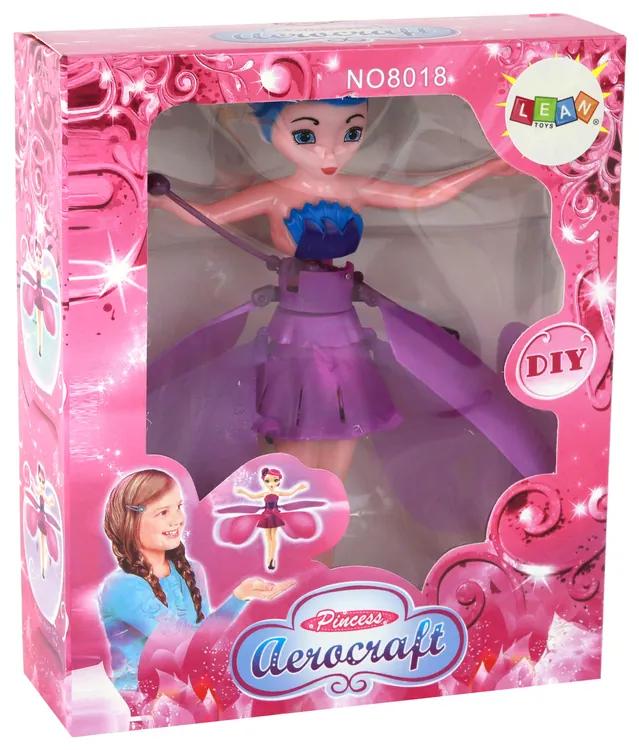 Lean Toys Fialová bábika ovládaná pomocou ruky