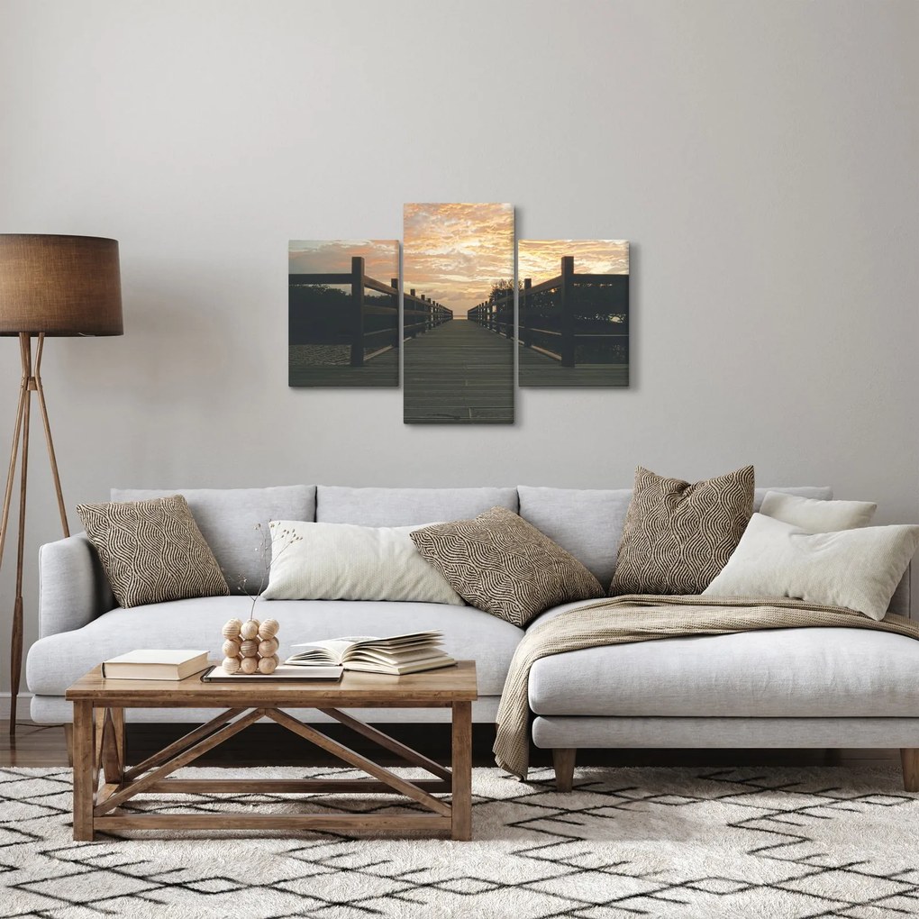 Obraz dreveného móla nad jazerom (90x60 cm)