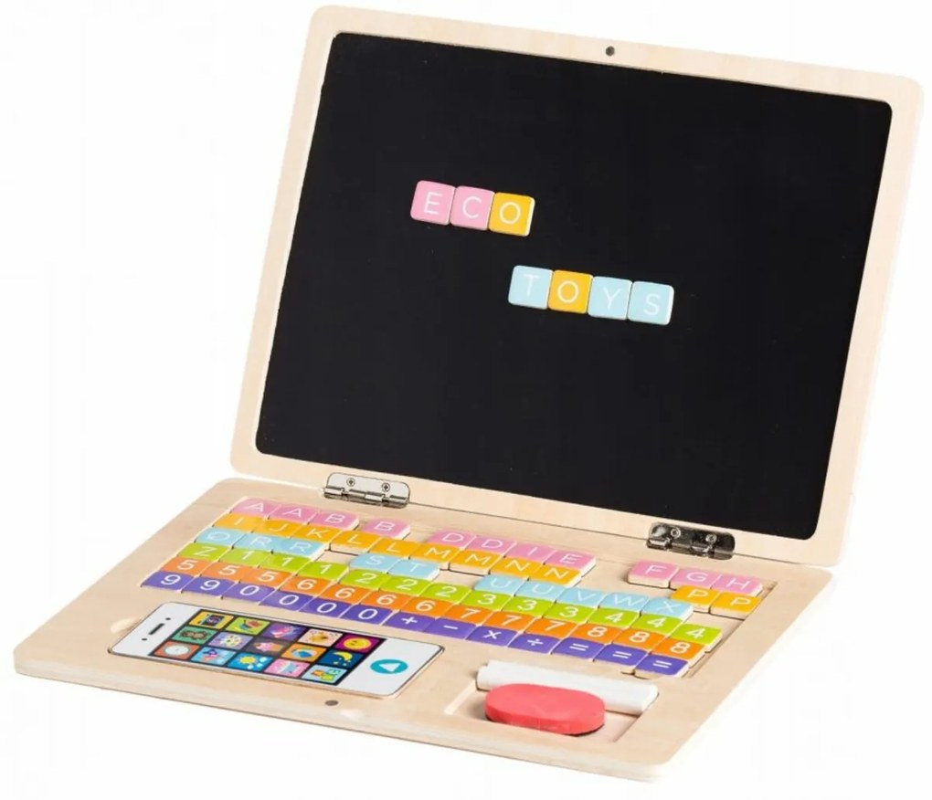Eco toys Drevený notebook s magnetickým monitorom