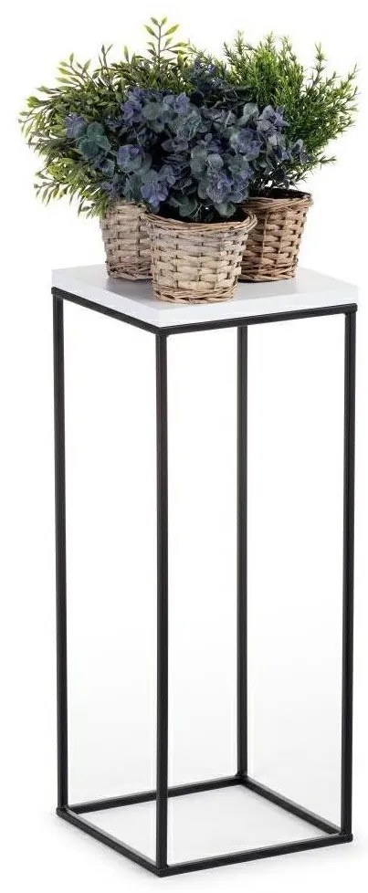 HowHomely Stojan na kvety BASICLOFT 80x24 čierna/biela HH-BL-01-80BW-MDF