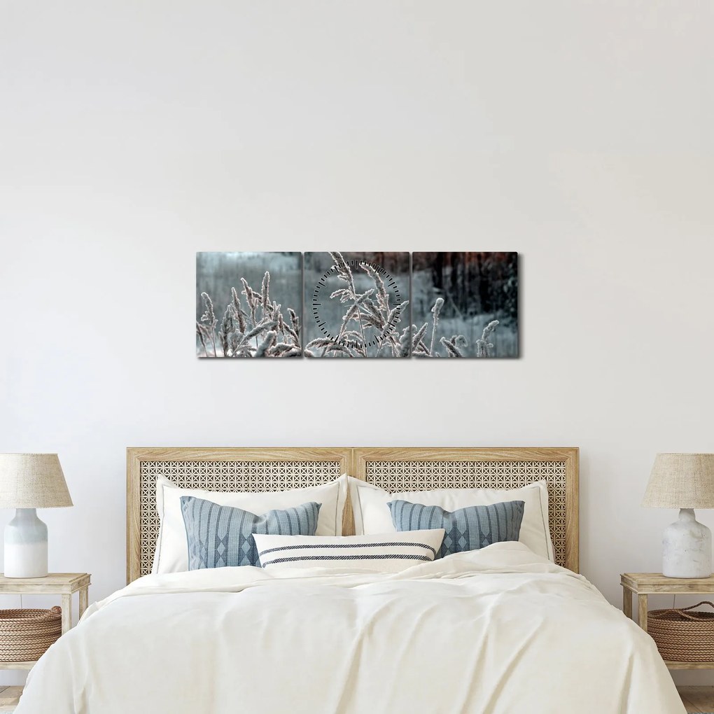 Obraz - Zamrznutá lúka (s hodinami) (90x30 cm)