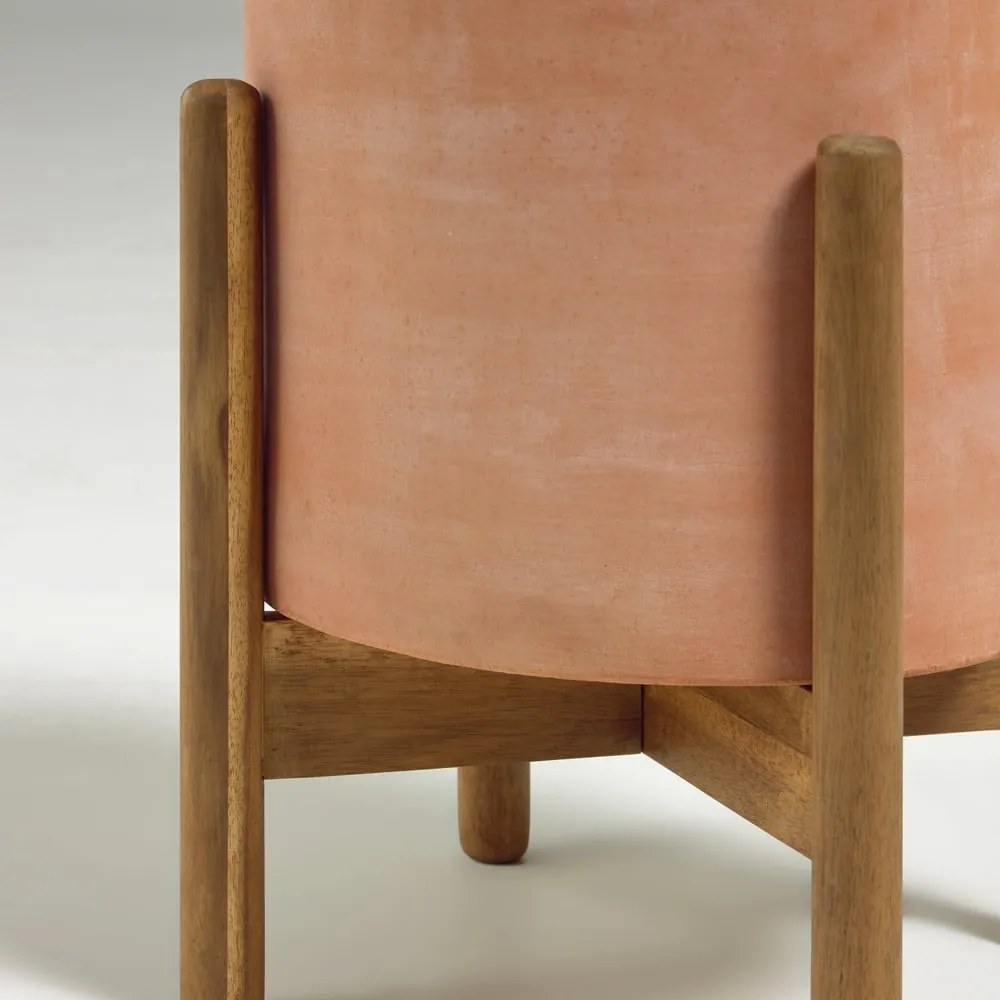 Terakotový kvetináč na drevenom podstavci Kave Home Dalva, ⌀ 30 cm