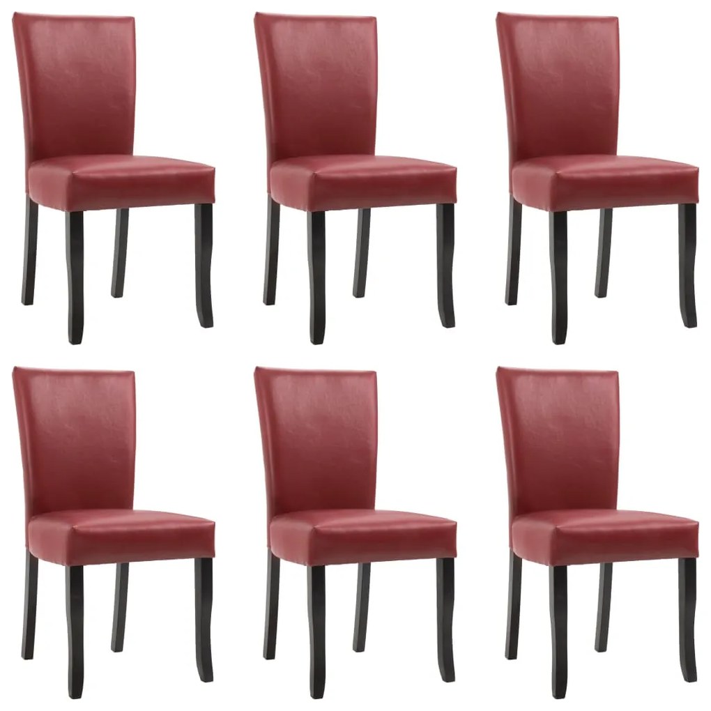 vidaXL Jedálenské stoličky 6 ks, vínovo červené, umelá koža