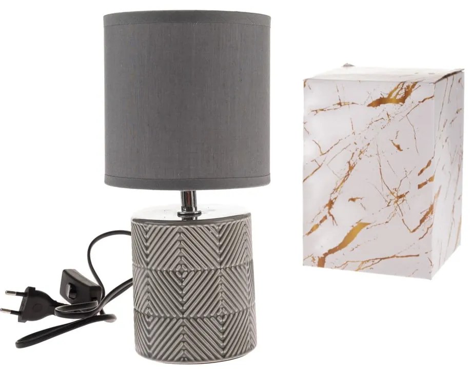 Sivá stolová lampa s textilným tienidlom (výška 27 cm) – Dakls
