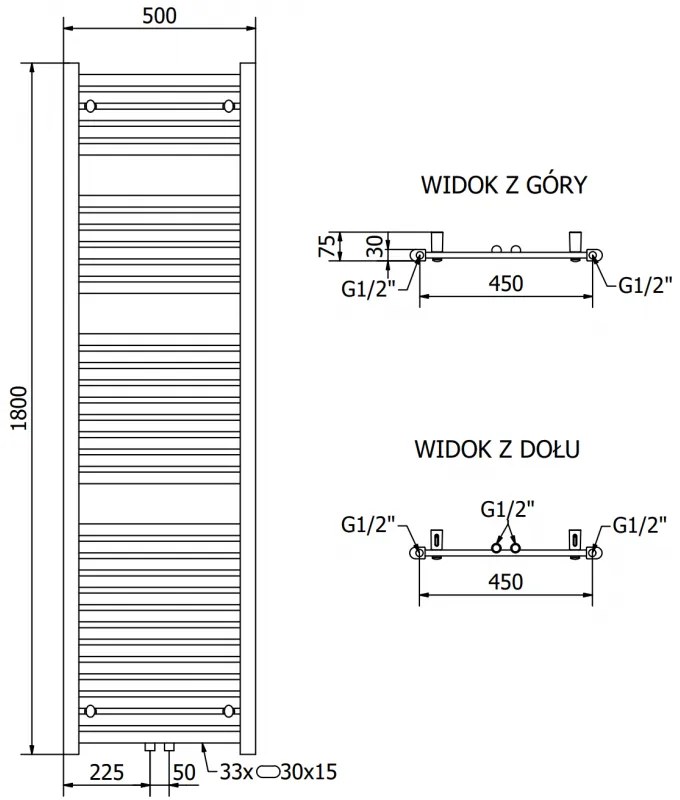 Mexen Hades, elektrické vykurovacie teleso 1800 x 500 mm, 900 W, čierna, W104-1800-500-2900-70