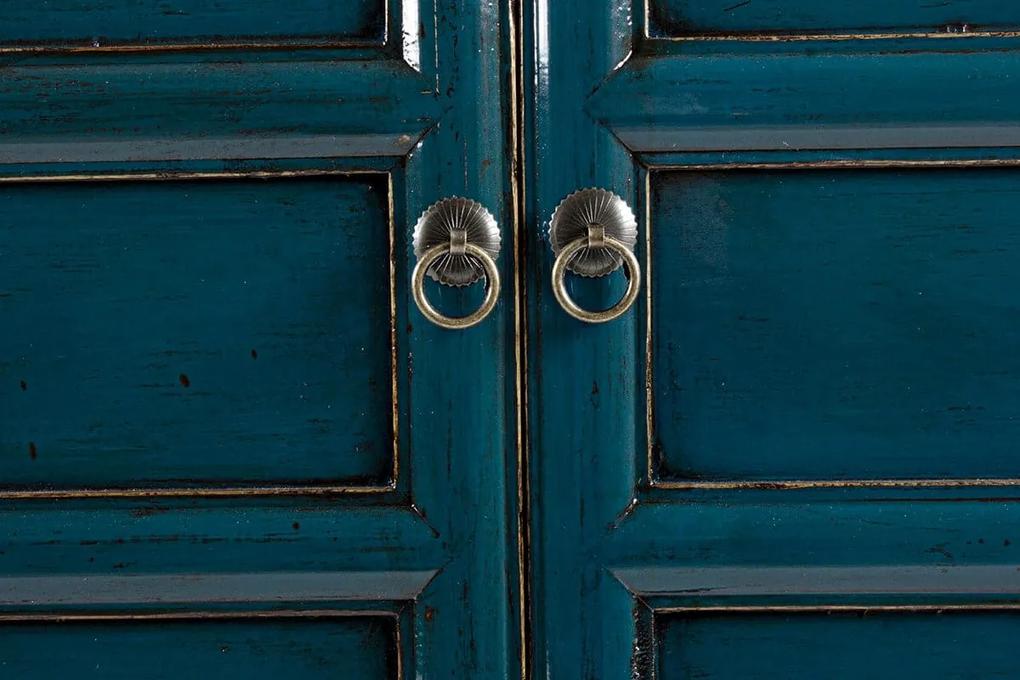 Príborník jinan 4 dverový modrý 133 x 82 cm MUZZA